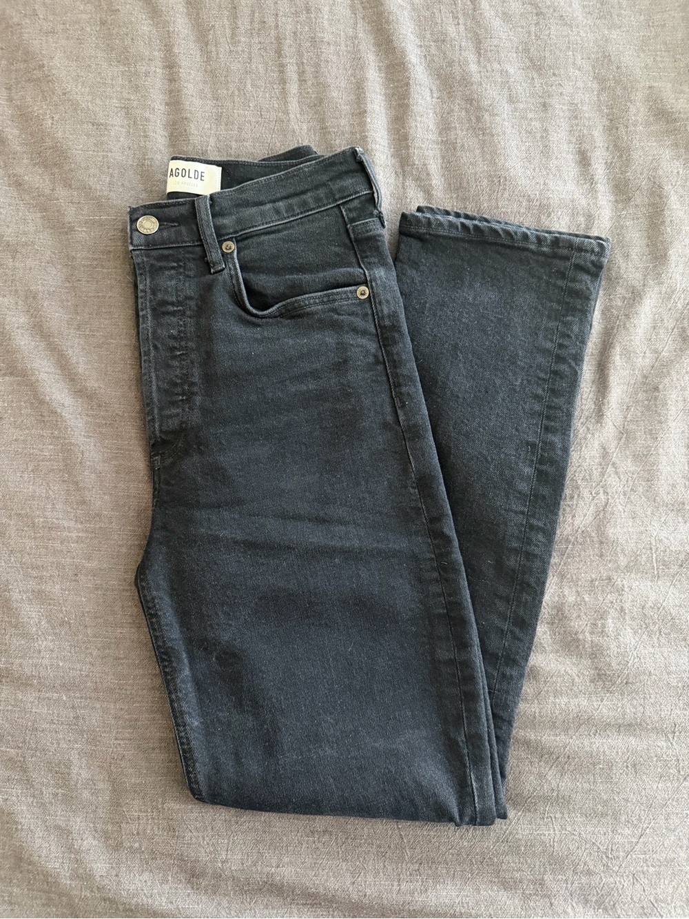 Agolde Riley Button Fly Black High-Rise Jeans